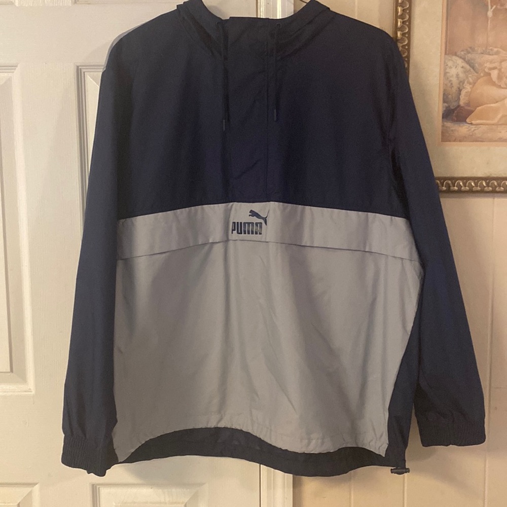 Puma men’s hooded windbreaker. 2XL Navy/Blue excellent condition